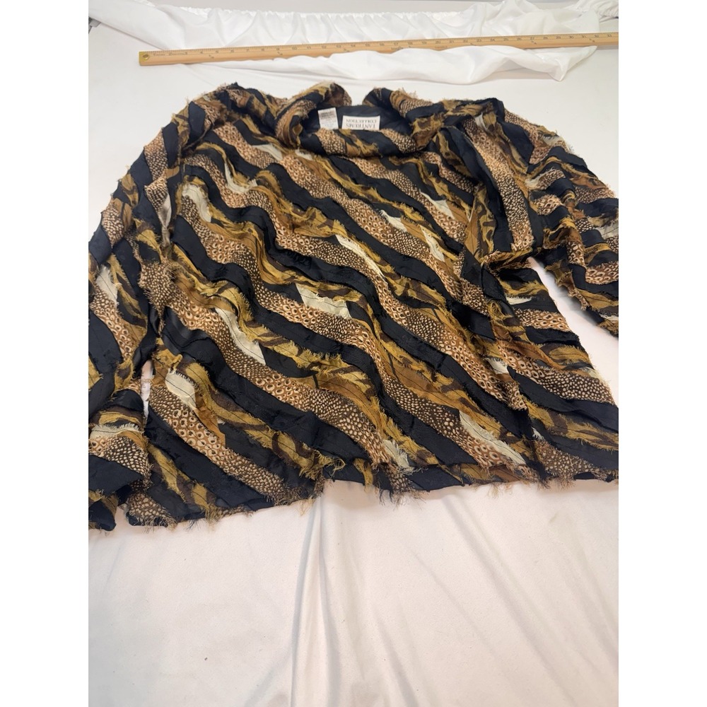 Tantrums Collection 2X Silk Blend Textured Button Jacket Distressed Animal Print - Picture 7 of 7